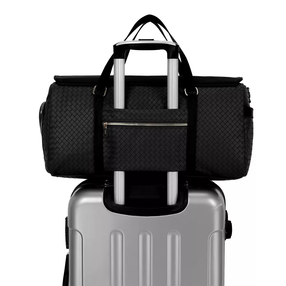 Woven Faux Leather 20 Inch Weekender Carry-On Duffel Bag