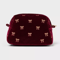 Velvet Bow Embroidery Cosmetic Makeup Bag